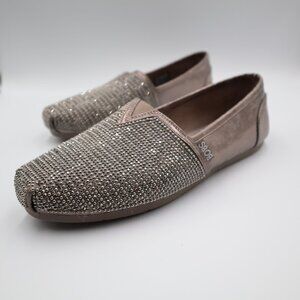 Skechers Luxe BOBS Slip On Shoes Women's 10 Big Dreamer Silver Bling New